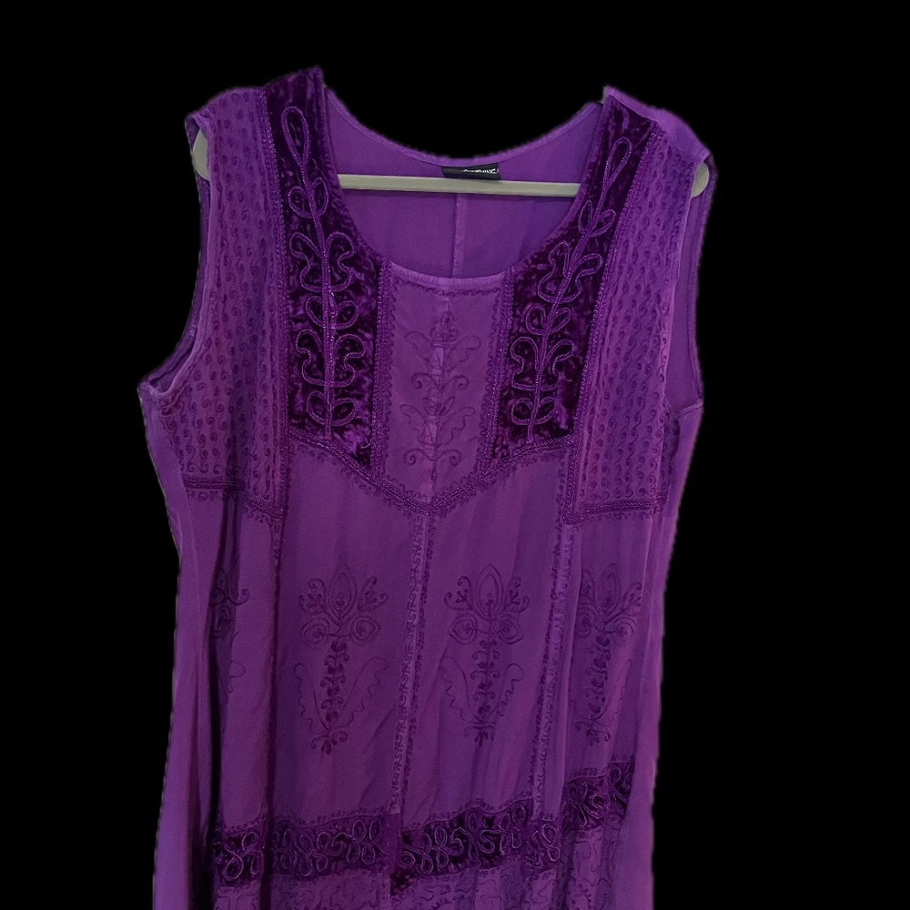 Purple Sleeveless Embroidered Women's Dress